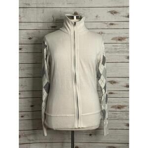 BKE casual white/gray argyle mock neck full zip long sleeve cardigan Size XXL